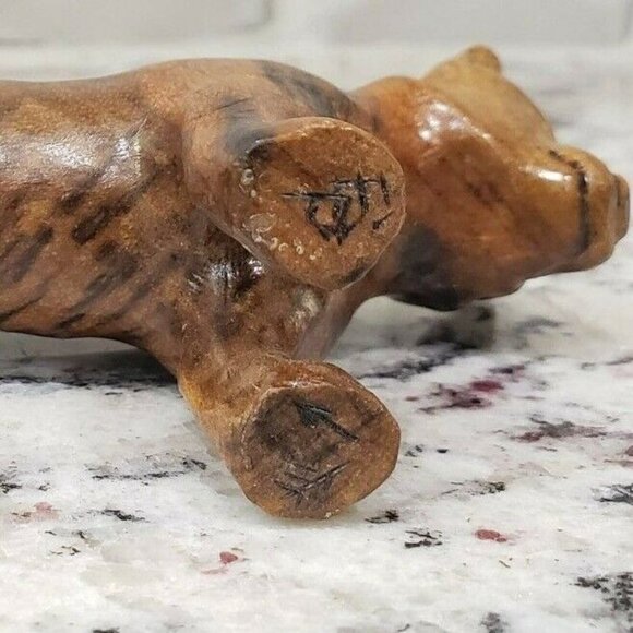 Hand Carved Wooden Tiger Figurine Animal Decor Wood Cat Bill Payne Oklahoma - Picture 5 of 8